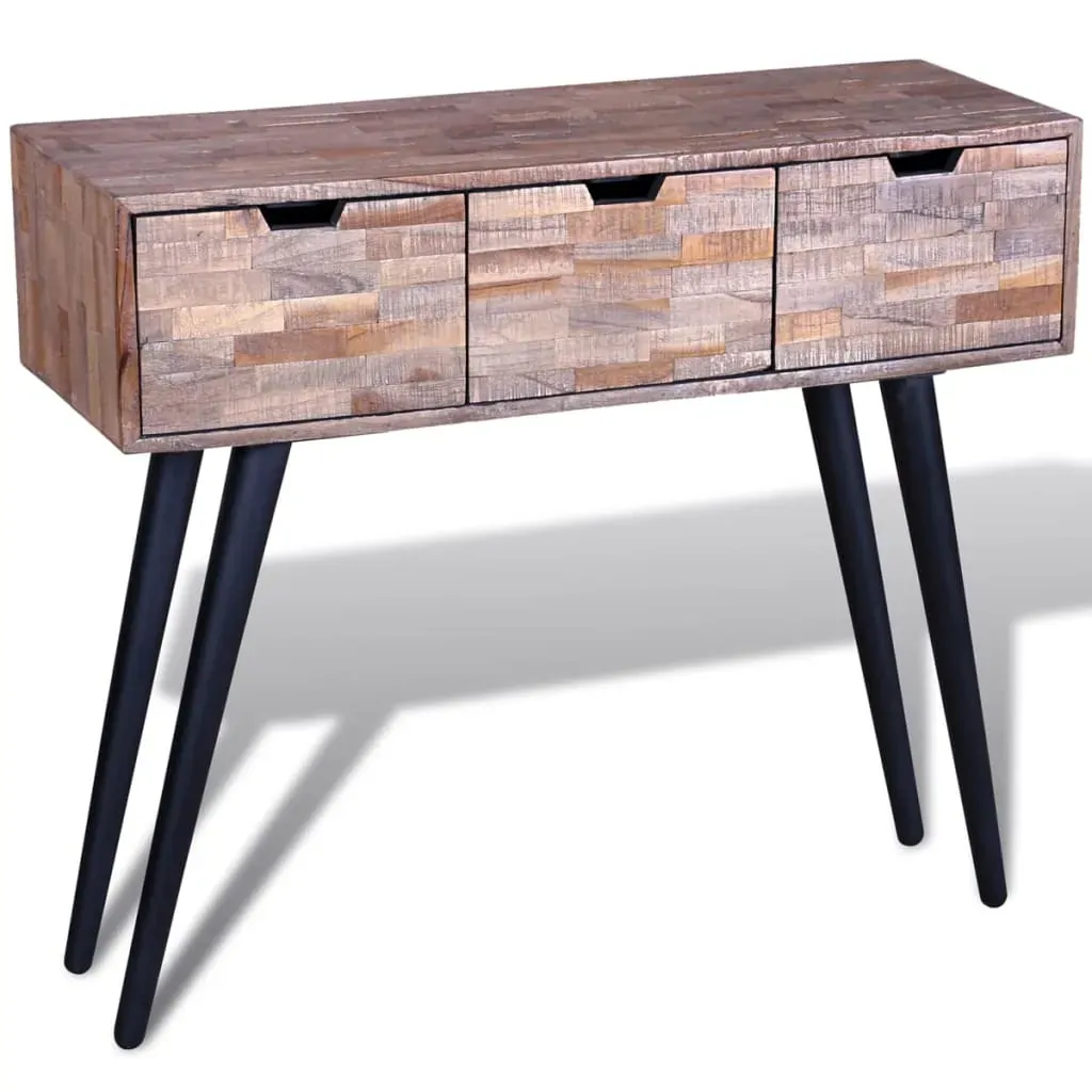 Console Table with 3 Drawers Reclaimed Teak Wood Price