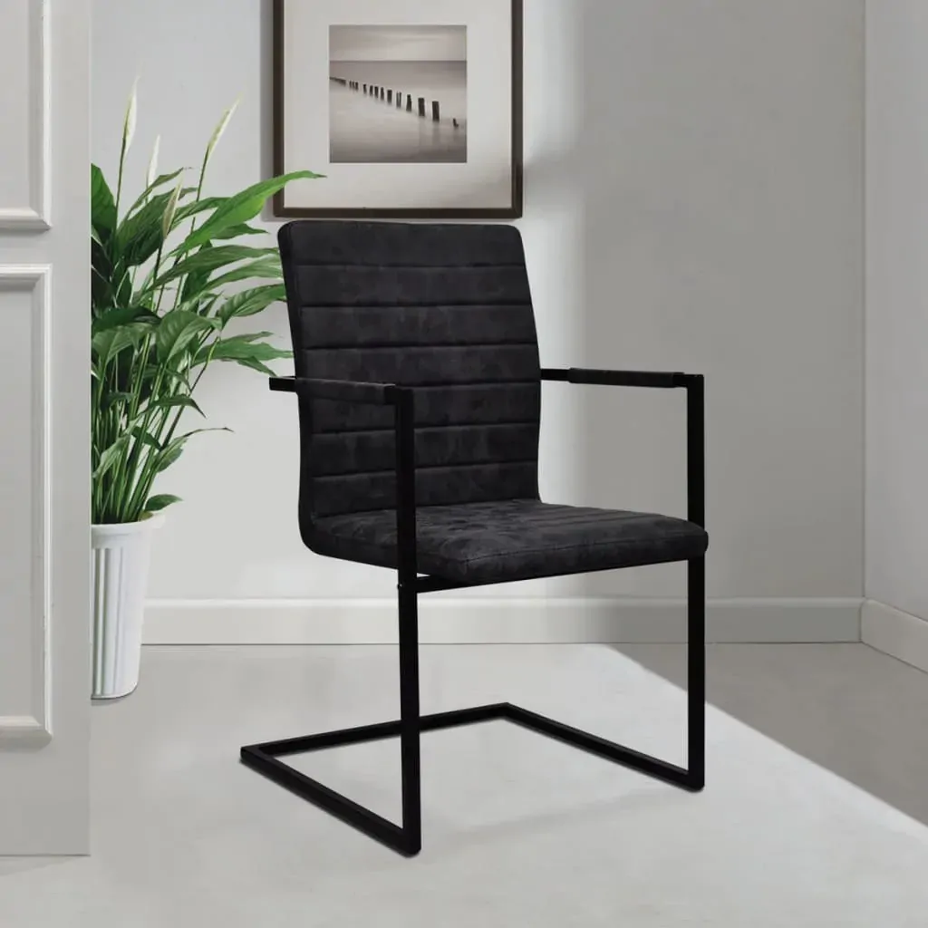 Cantilever Dining Chairs 2 pcs Black Faux Leather Price