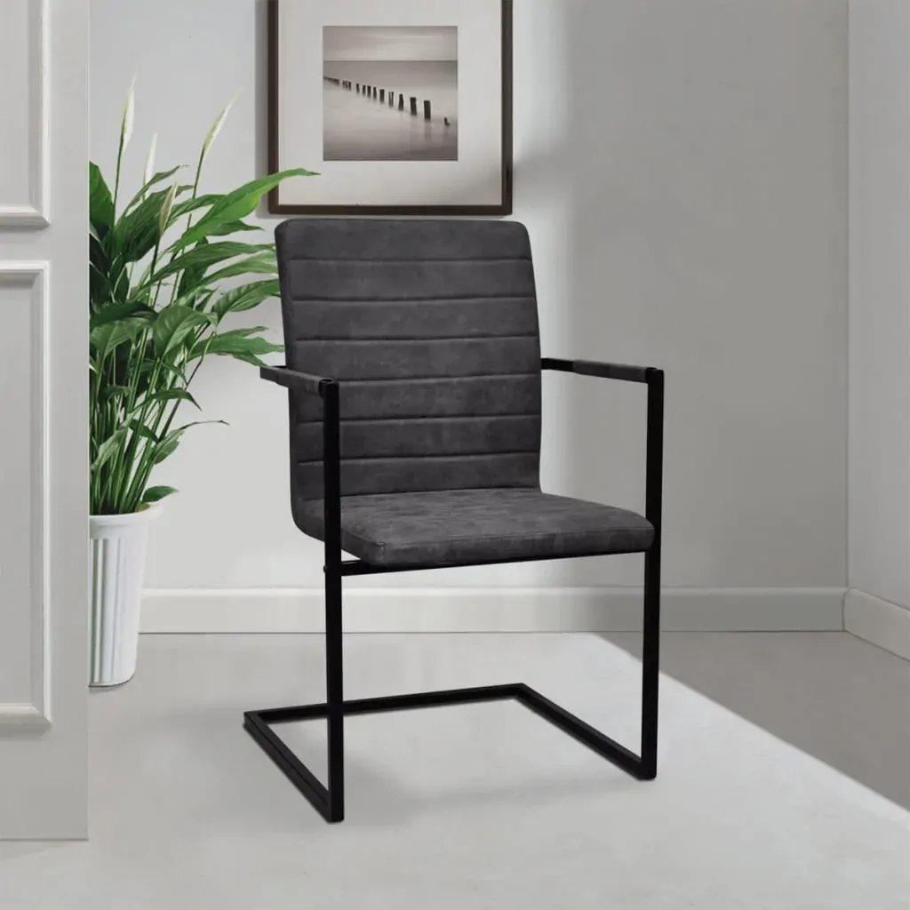 Cantilever Dining Chairs 2 pcs Grey Faux Leather Price