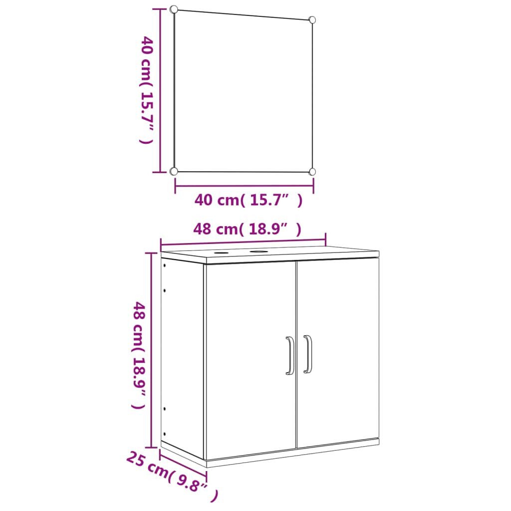 2 Piece Bathroom Furniture Set Black Engineered Wood Price