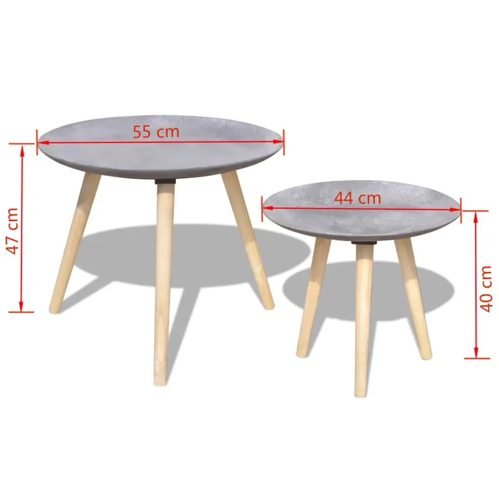 Two Piece Side Table/Coffee Table Set 55 cm&44 cm Concrete Grey Price