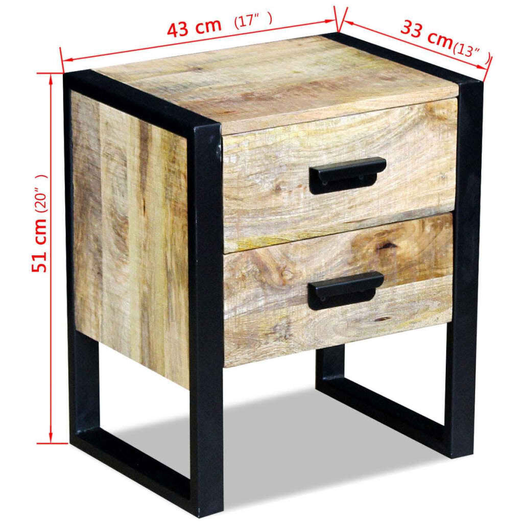 Side Table with 2 Drawers Solid Mango Wood 43x33x51 cm Price