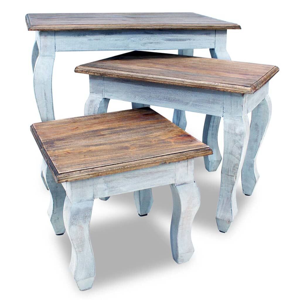 Nesting Table Set 3 Pieces Solid Mahogany Wood Price