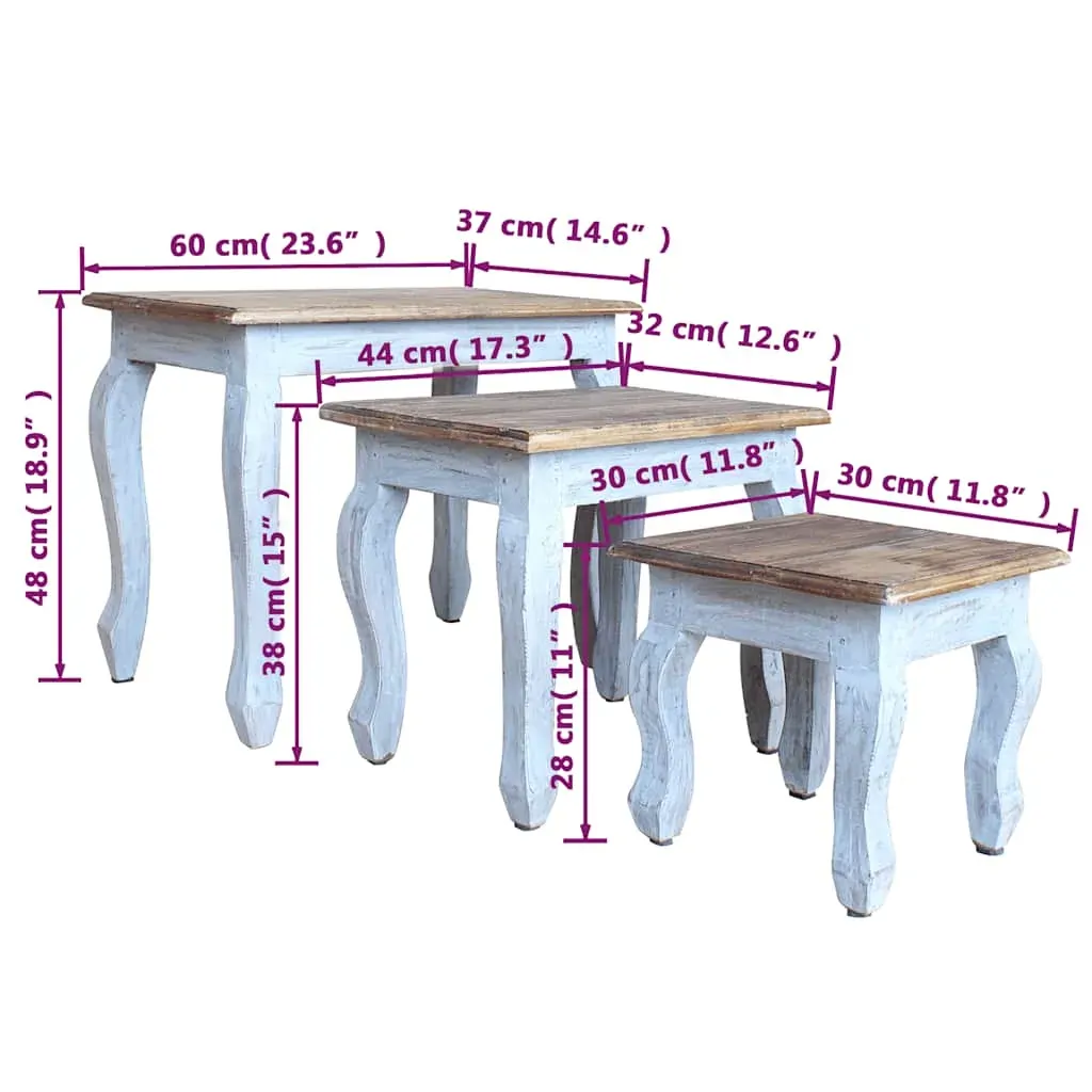 Nesting Table Set 3 Pieces Solid Mahogany Wood Price