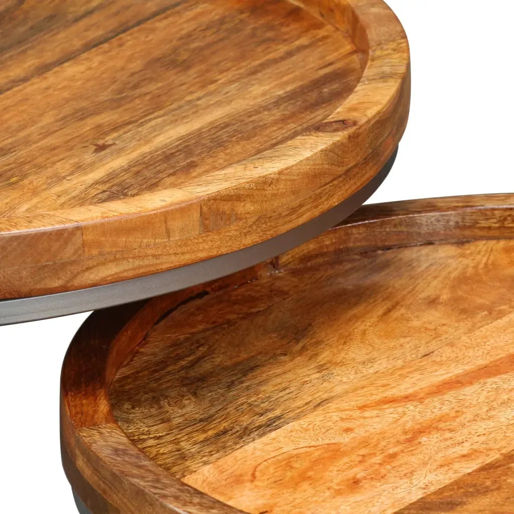 Side Table Set 2 Pieces Solid Mango Wood Price