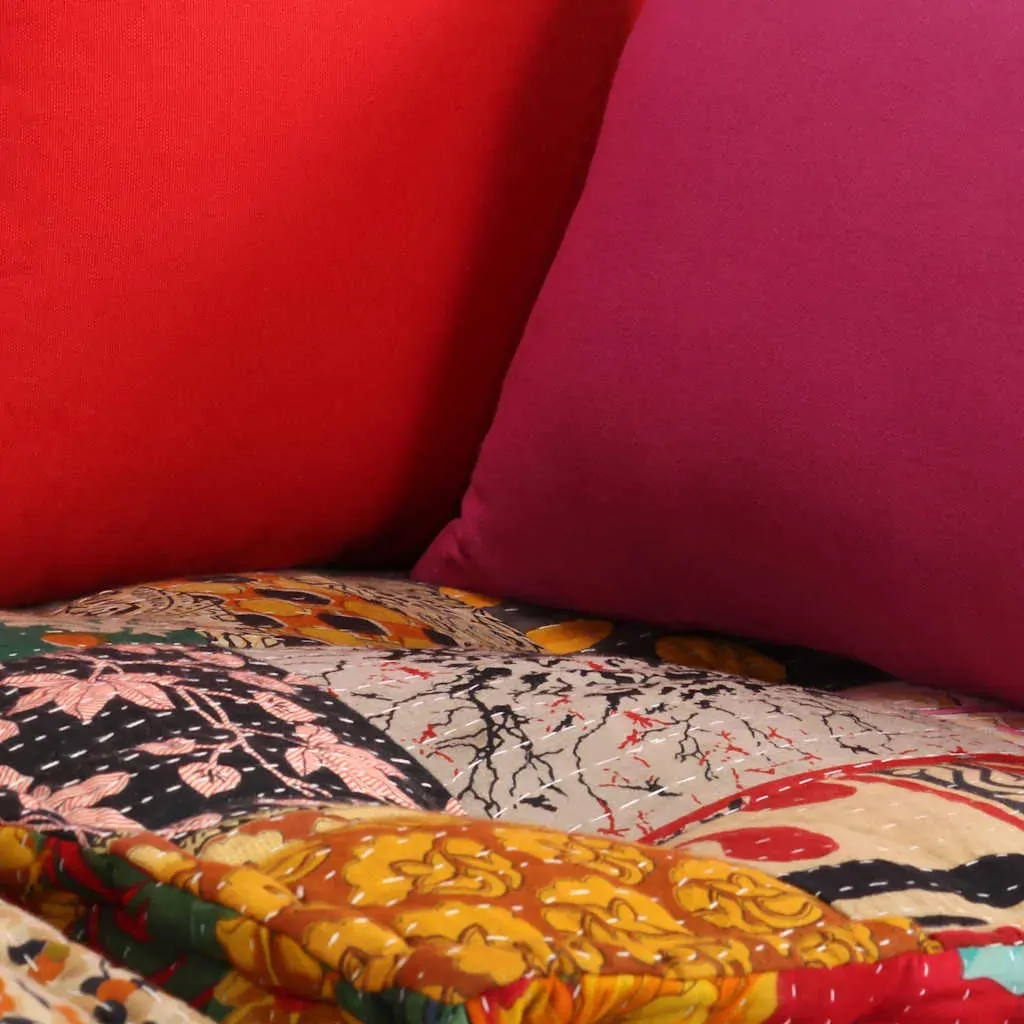 2-Seater Modular Pouffe Patchwork Fabric Price