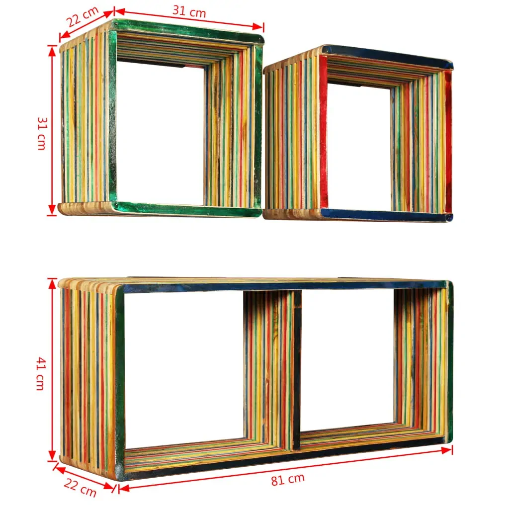 Wall Shelf Set 3 pcs Multicolour Solid Reclaimed Teak Price