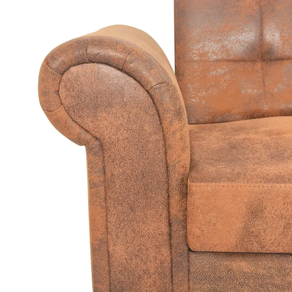 Convertible 2-Seater Sofa with Armrests Artificial Suede Brown Price
