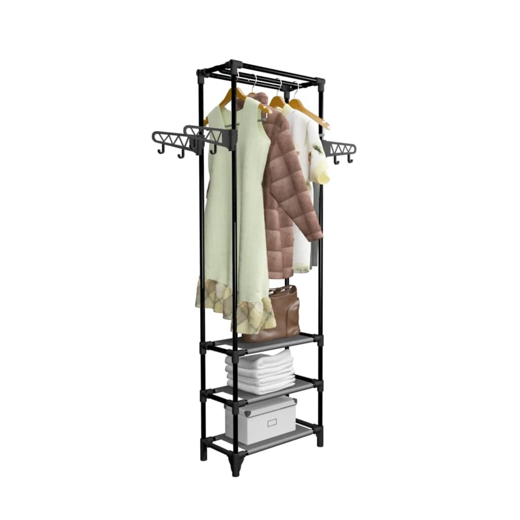 Clothes Rack Steel and Non-woven Fabric 55x28.5x175 cm Black Price