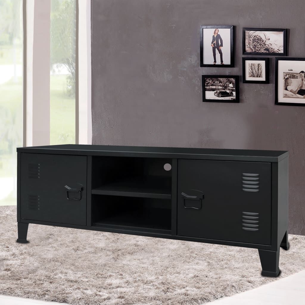 TV Cabinet Metal Industrial Style 120x35x48 cm Black Price