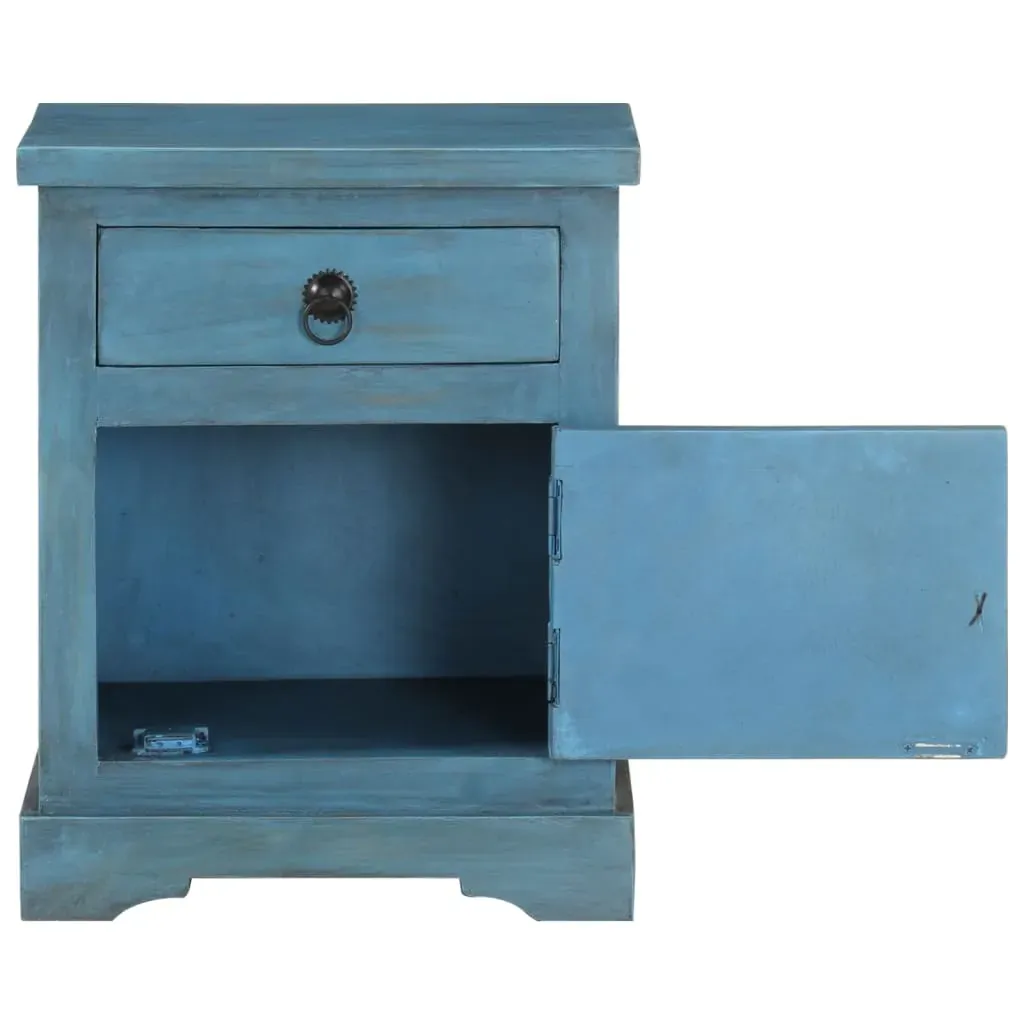 Bedside Table Solid Mango Wood 40x30x50 cm Blue Price