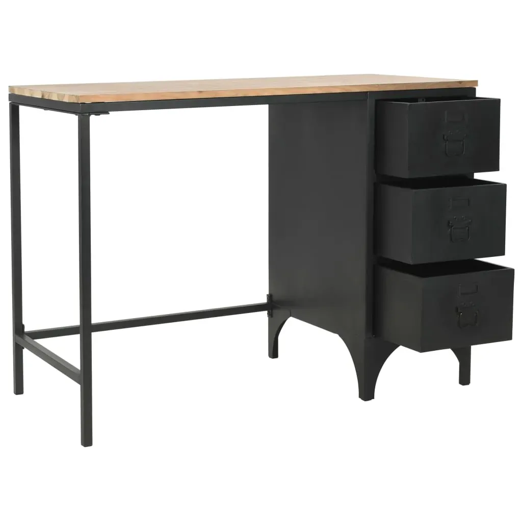 Single Pedestal Desk Solid Firwood and Steel 100x50x76 cm Price