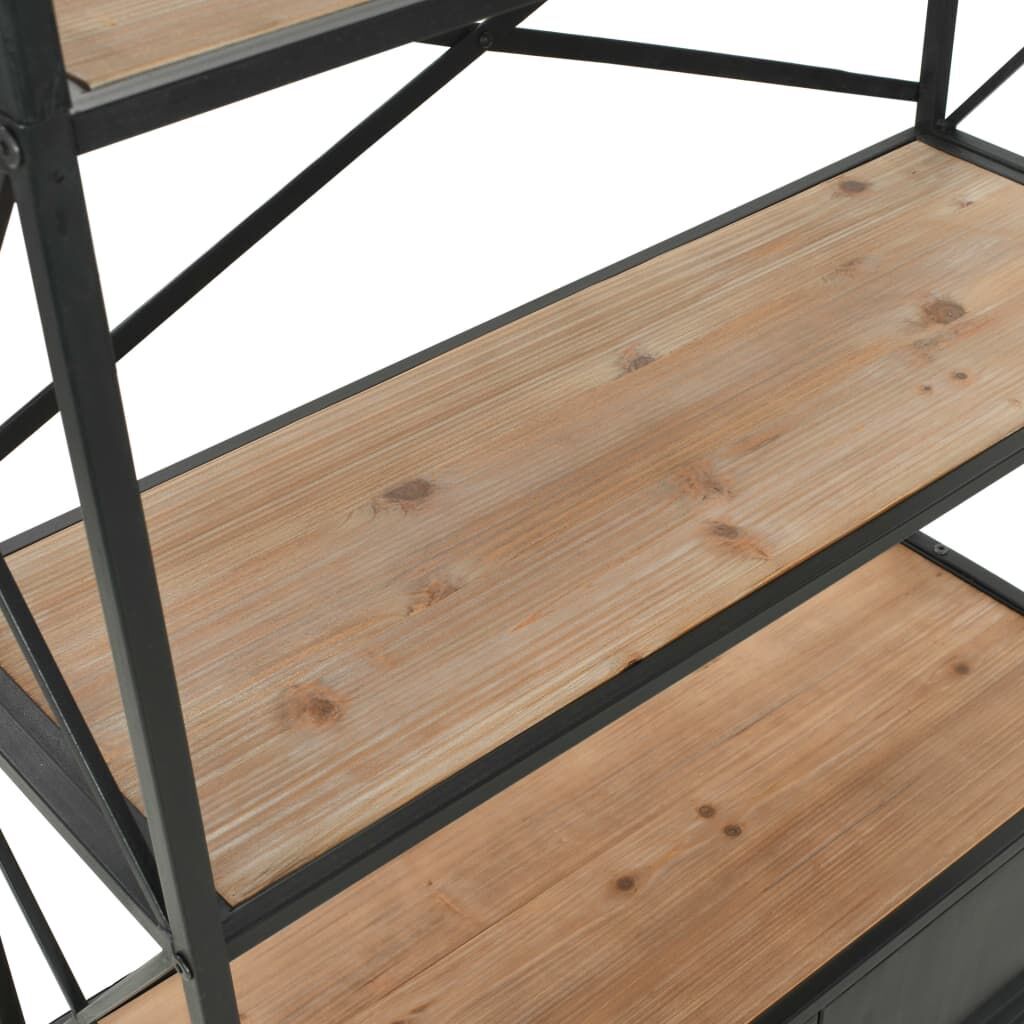 Bookcase Solid Firwood and Steel 80x32.5x180 cm Price