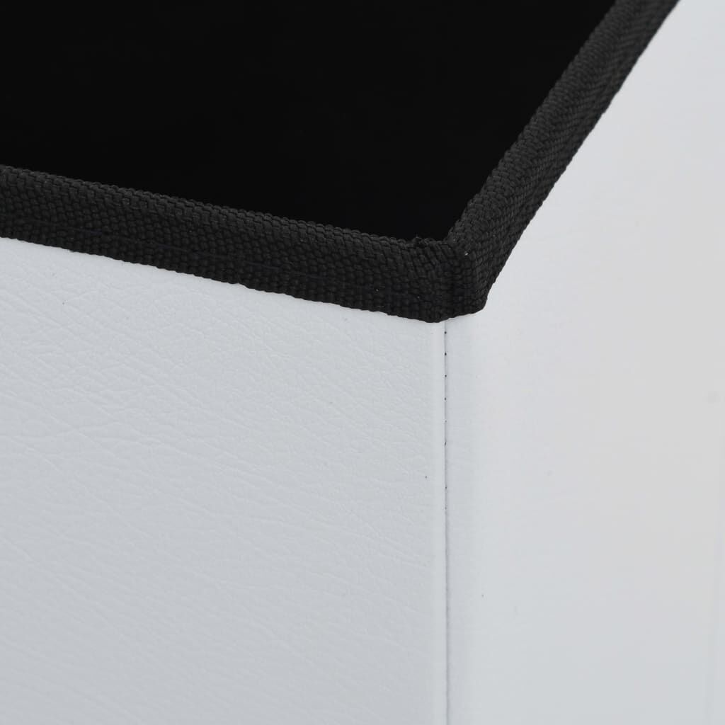 Folding Storage Stool White Faux Leather Price