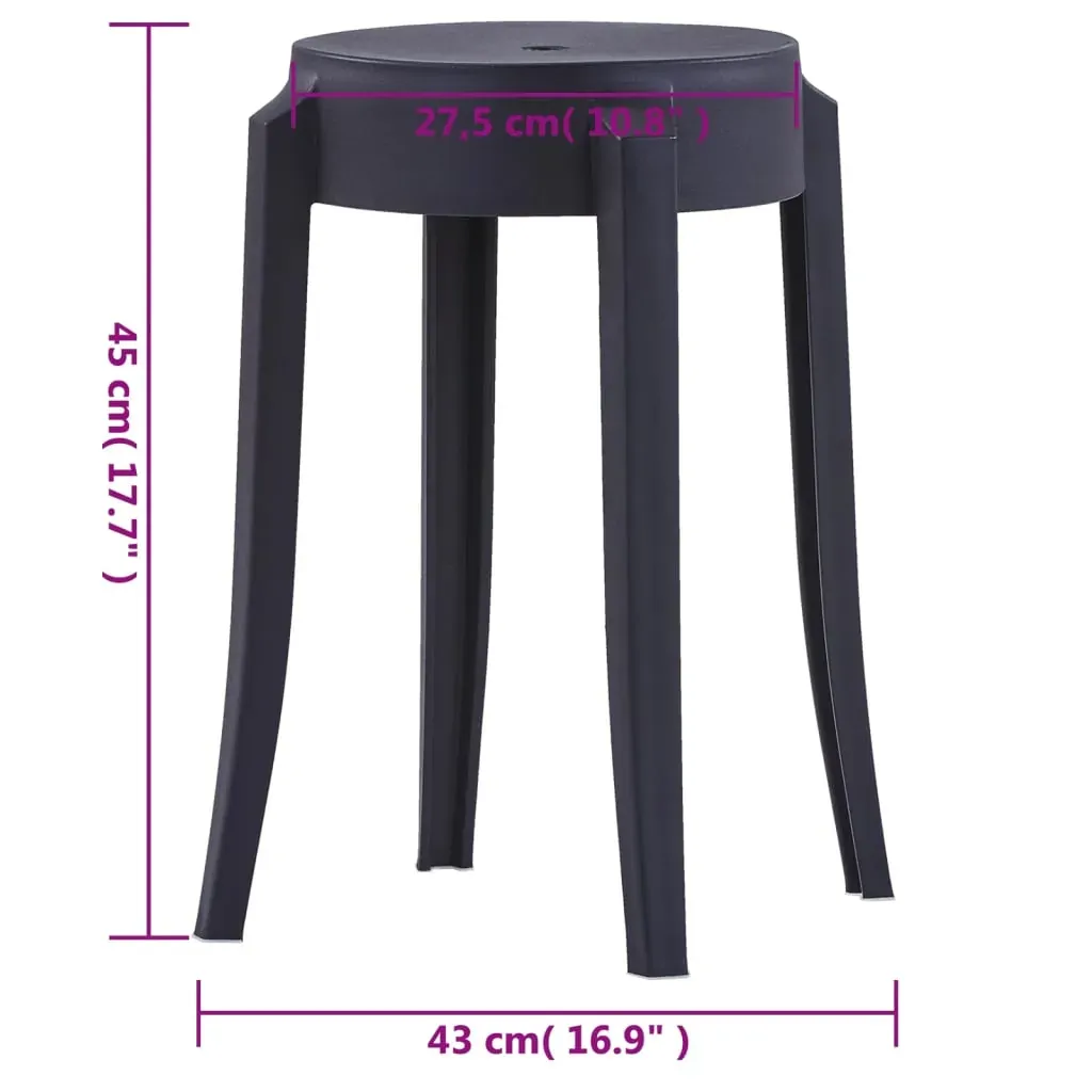 Stackable Stools 4 pcs Black Plastic Price