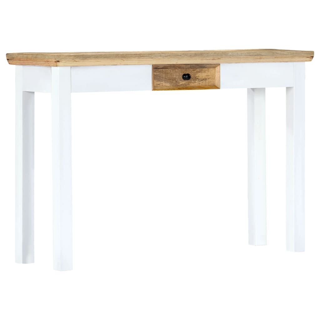 Console Table White and Brown 110x35x75 cm Solid Mango Wood Price
