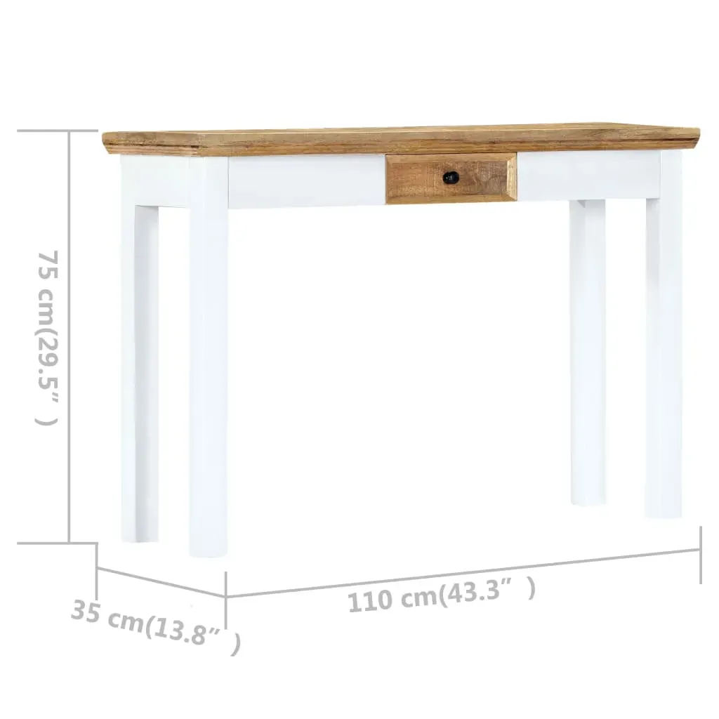 Console Table White and Brown 110x35x75 cm Solid Mango Wood Price