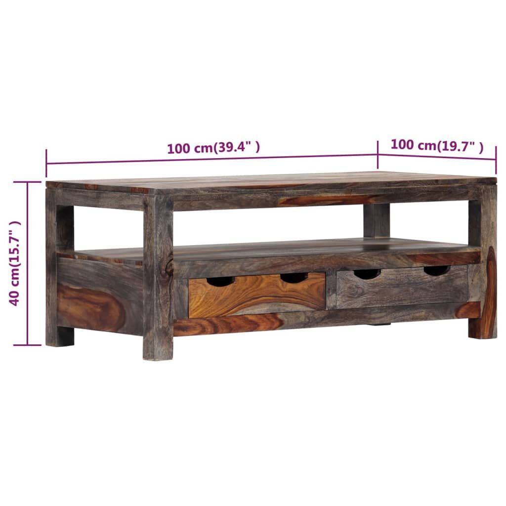 Coffee Table Grey 100x50x40 cm Solid Sheesham Wood Price