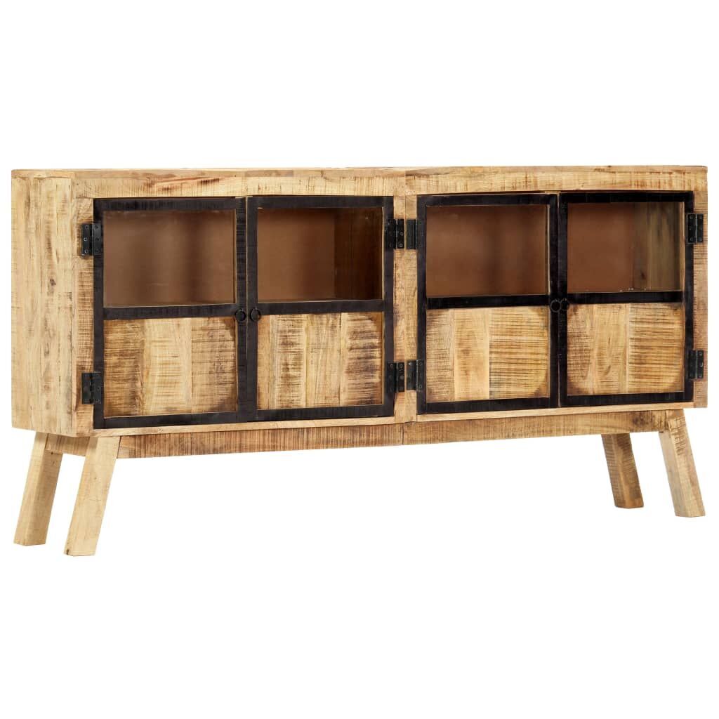 Sideboard Brown and Black 160x30x80 cm Solid Rough Mango Wood Price