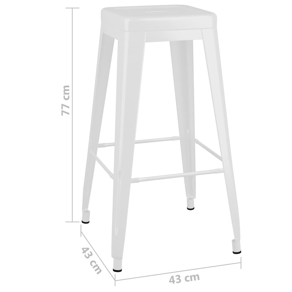 Bar Stools Stackable 2 pcs White Metal Price