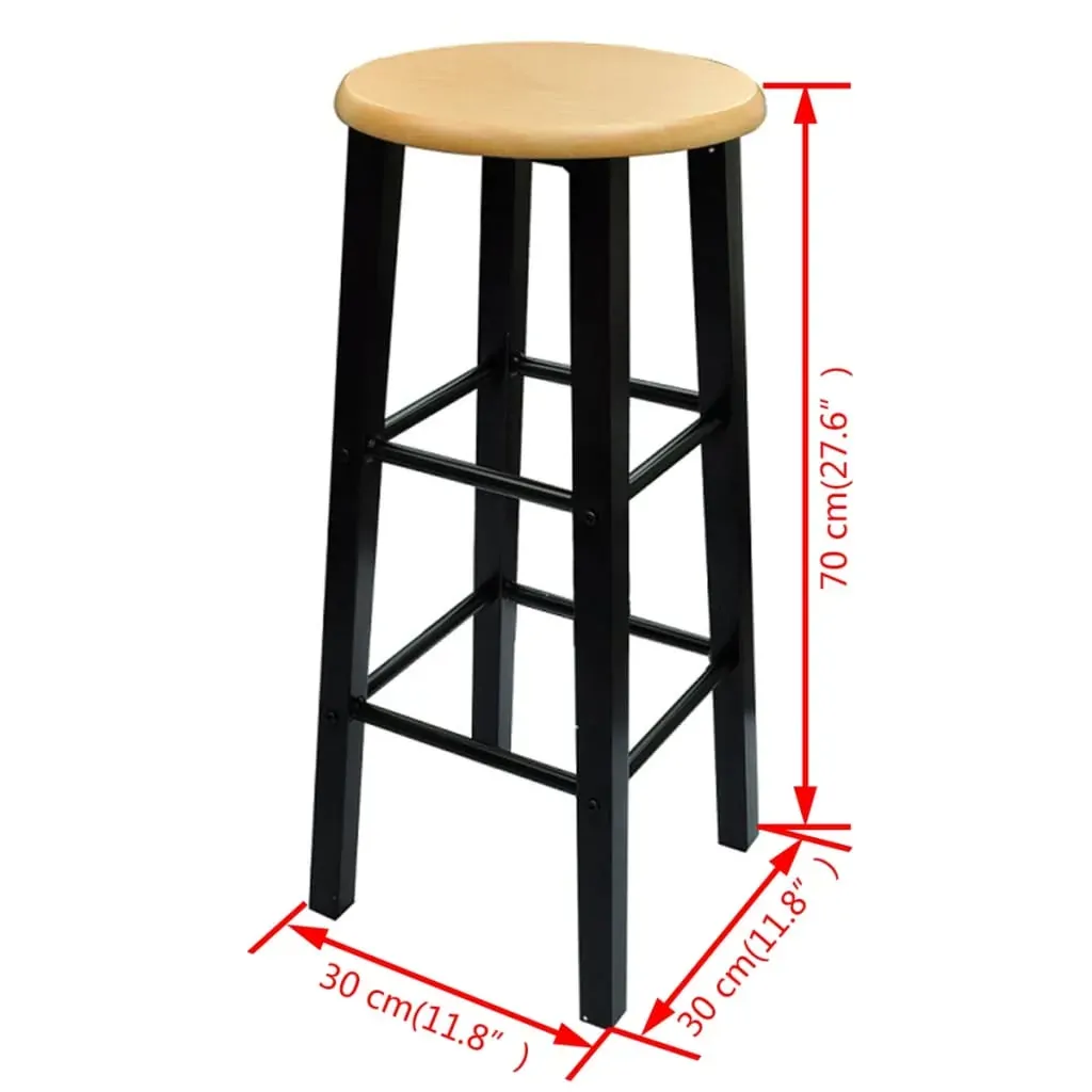 Bar Table and Stool Set 3 Pieces Wood and Steel Price