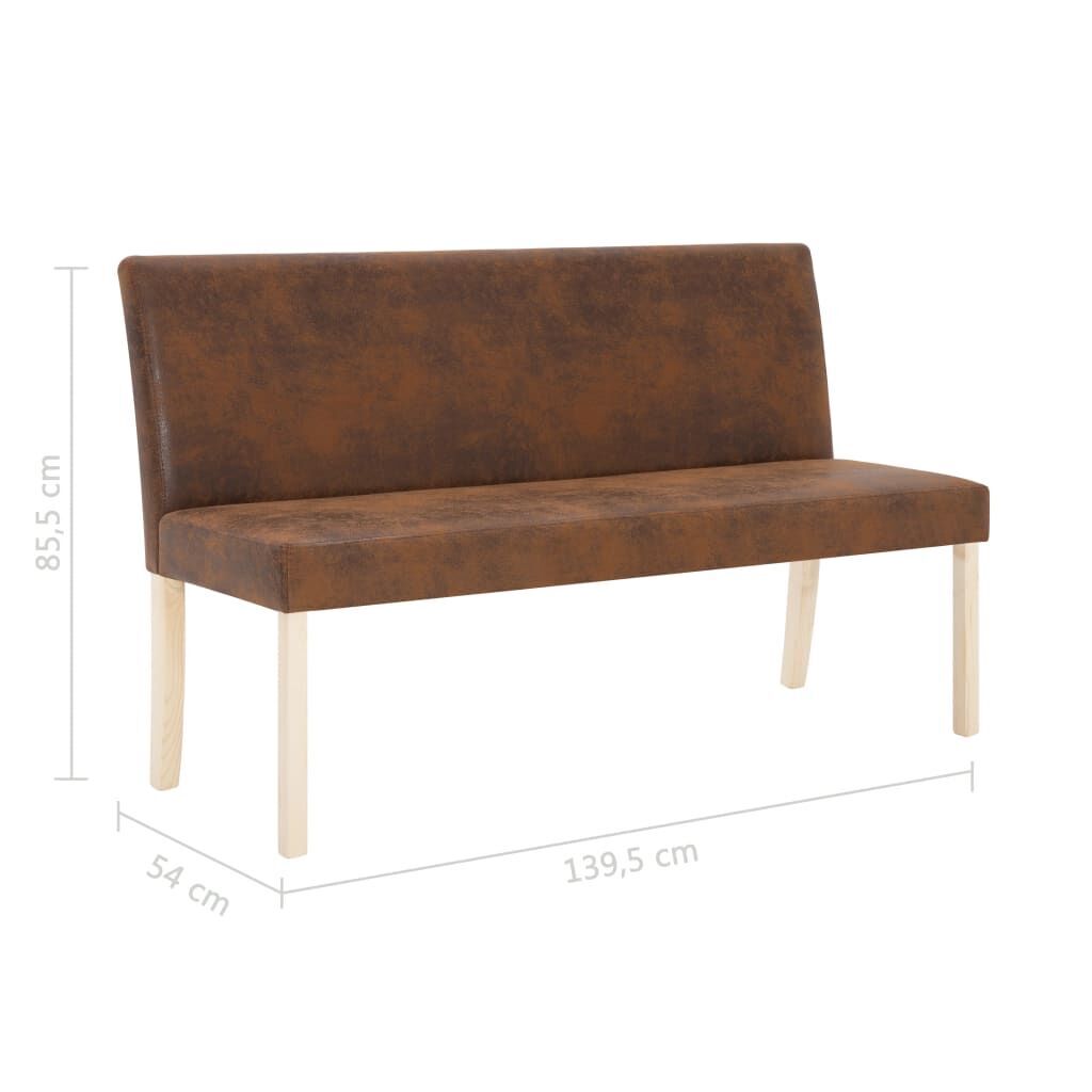 Bench 139.5 cm Brown Faux Suede Leather Price