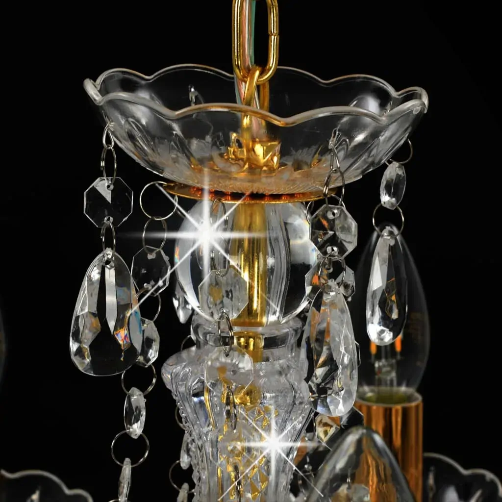 Chandelier with Crystal Beads Golden Round 5 x E14 Price