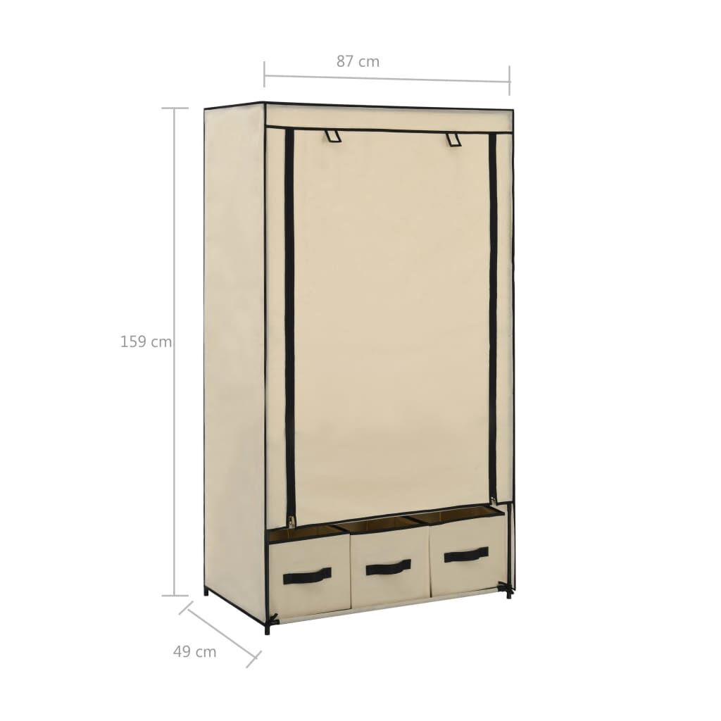 Wardrobe Cream 87x49x159 cm Fabric Price