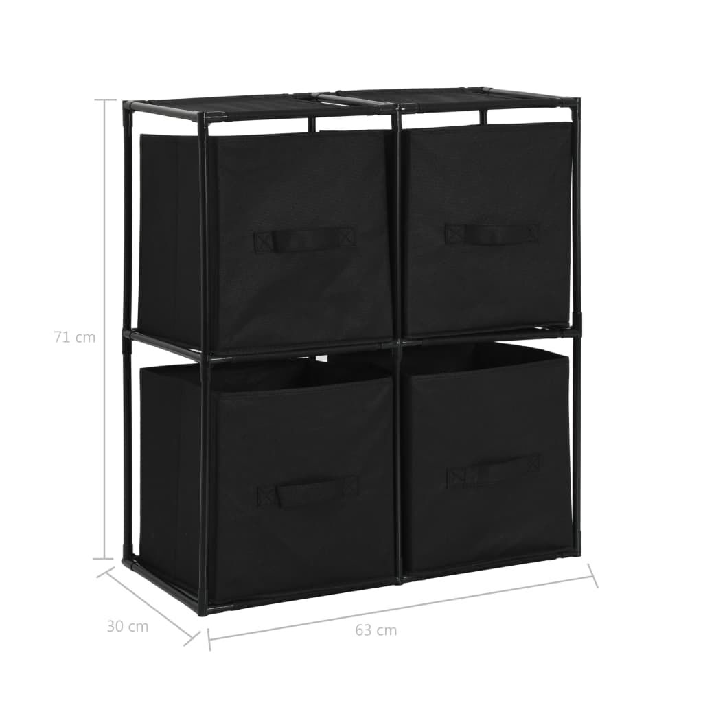 Storage Cabinet with 4 Fabric Baskets Black 63x30x71 cm Steel Price
