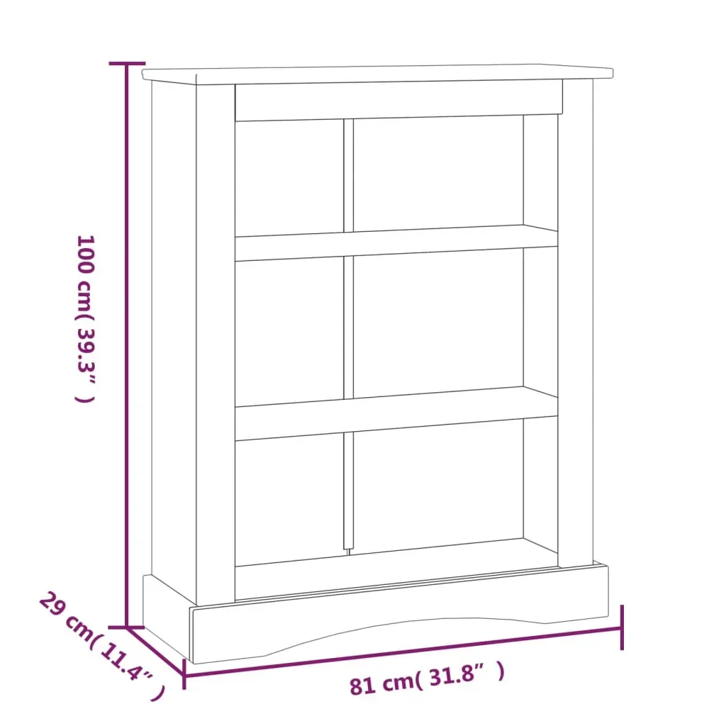 3-Tier Bookcase Mexican Pine Corona Range White 81x29x100 cm Price