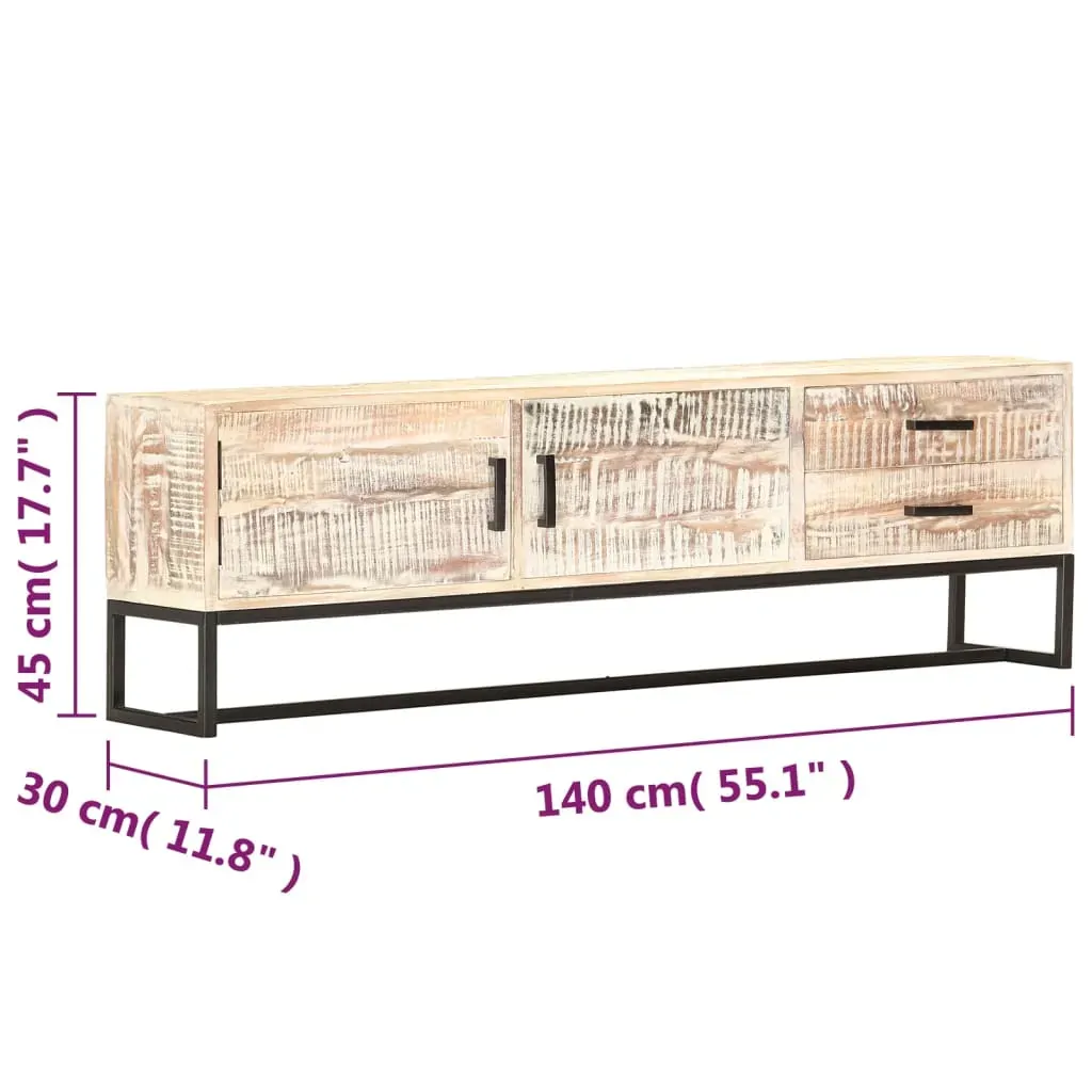 TV Cabinet White 140x30x45 cm Solid Acacia Wood Price