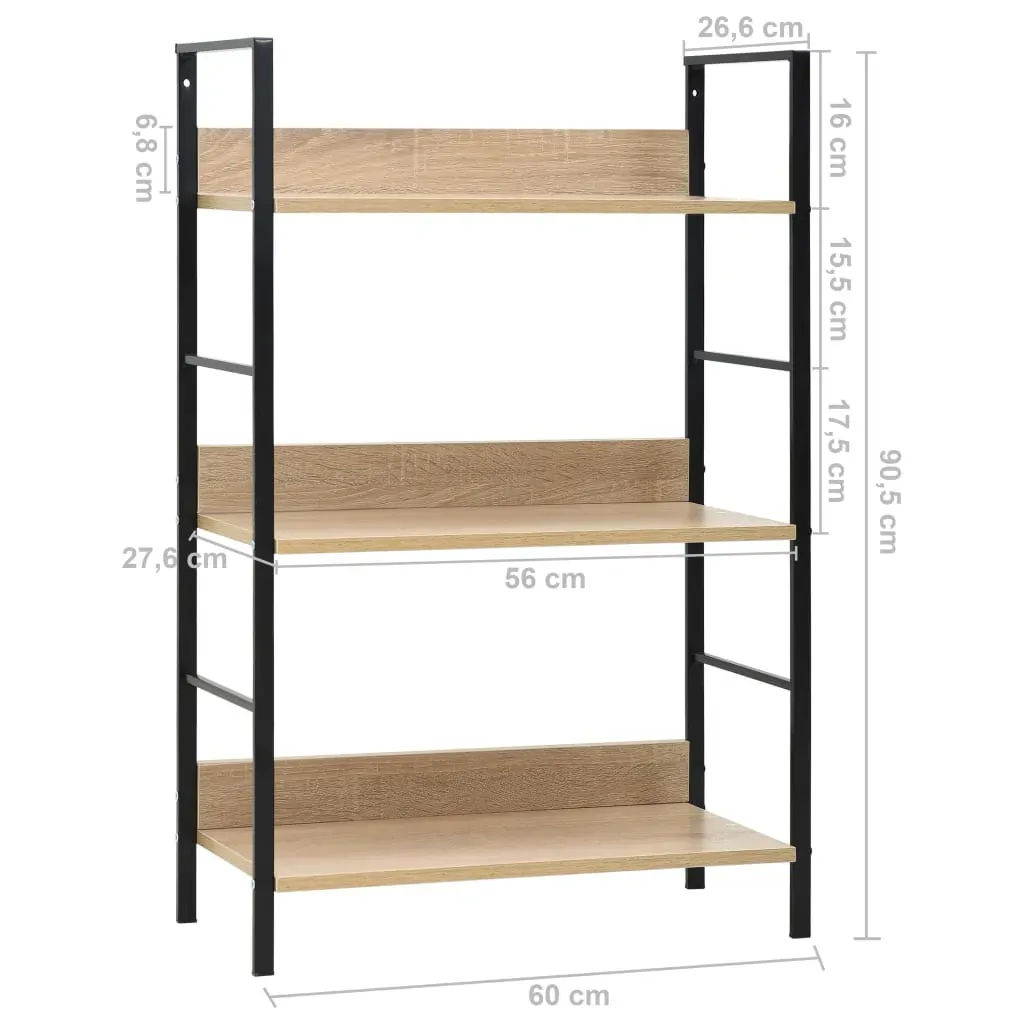 3-Layer Book Shelf Oak 60x27.6x90.5 cm Engineered Wood Price