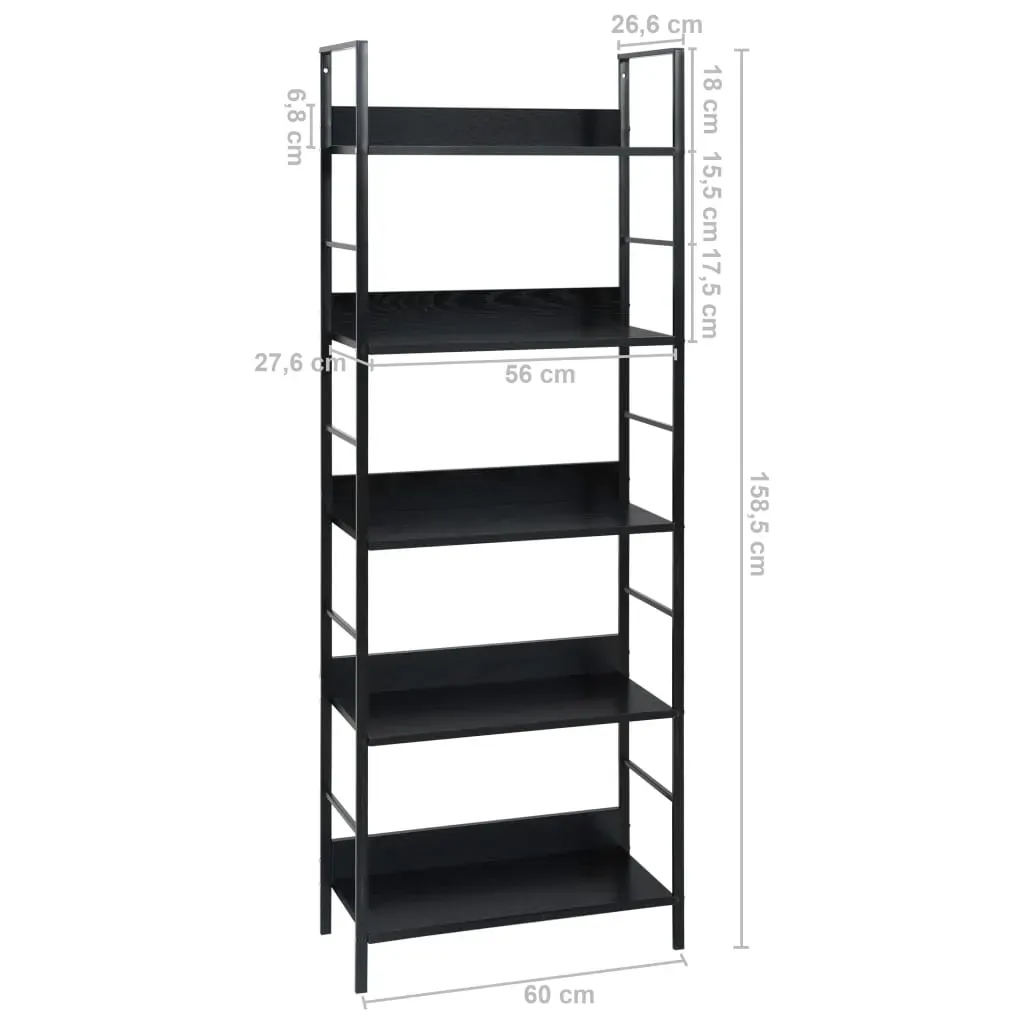 5-Layer Book Shelf Black 60x27.6x158.5 cm Engineered Wood Price