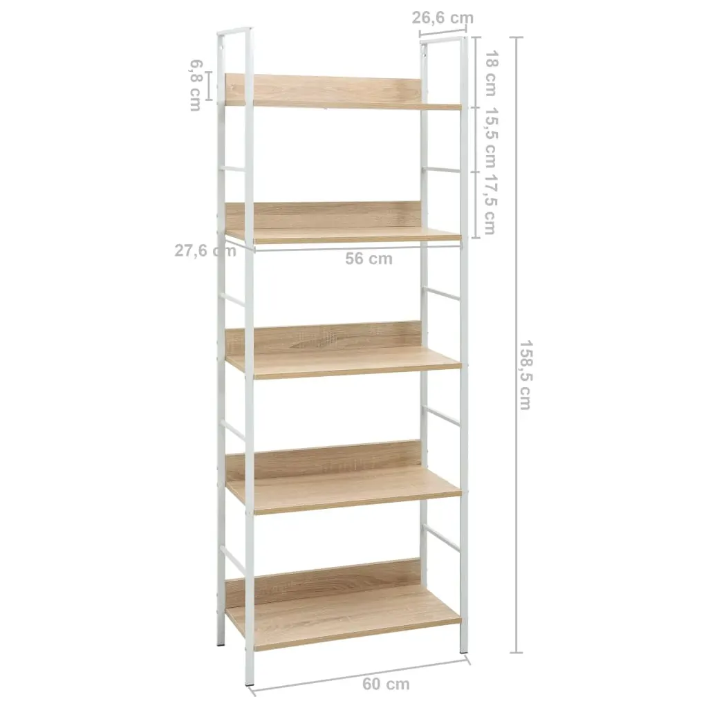 5-Layer Book Shelf Oak 60x27.6x158.5 cm Engineered Wood Price