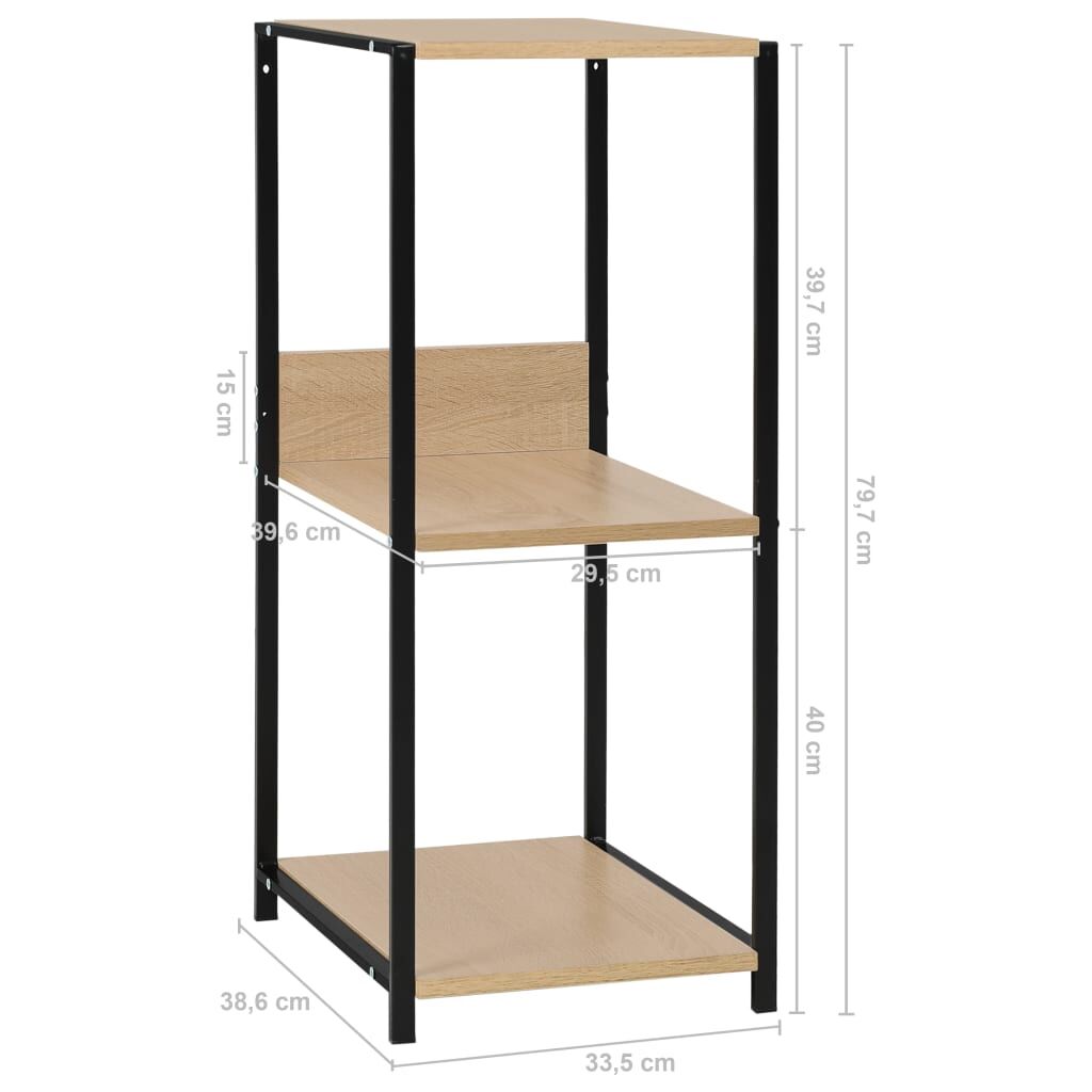 Small Straight Book Shelf Black and Oak 33.5x39.6x79.7 cm Engineered Wood Price