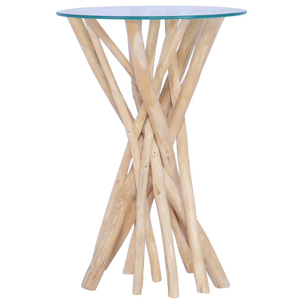 Coffee Table with Glass Top 35x35x50 cm Solid Teak Wood Price