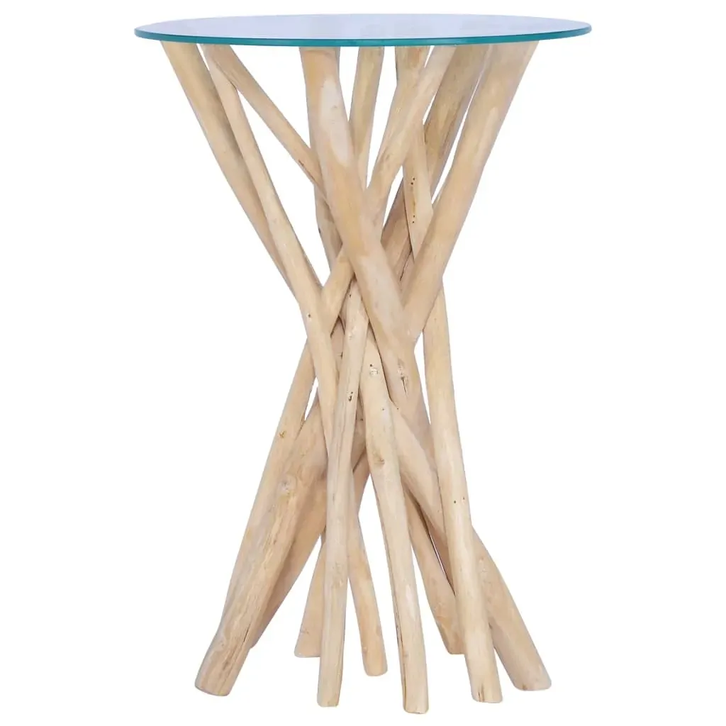 Coffee Table with Glass Top 35x35x50 cm Solid Teak Wood Price
