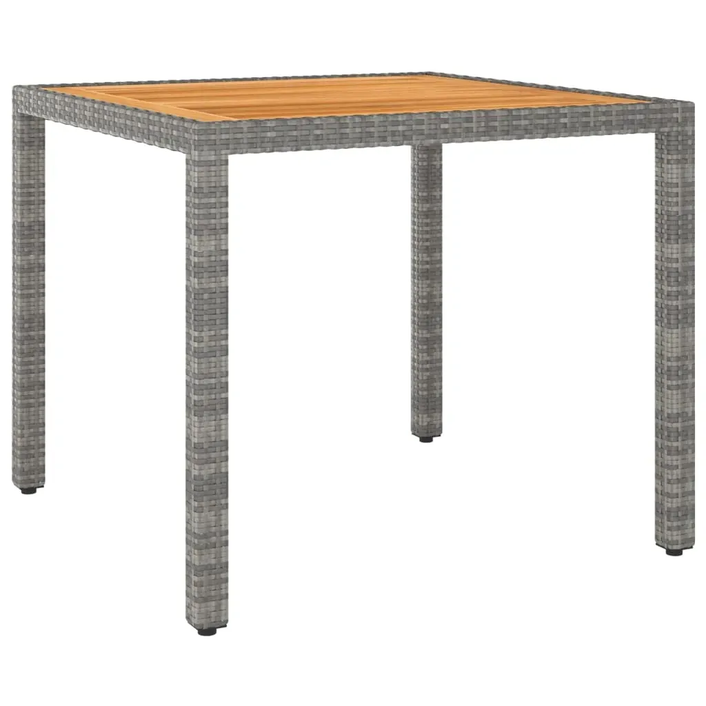 3 Piece Garden Dining Set Poly Rattan & Solid Acacia Wood Grey Price