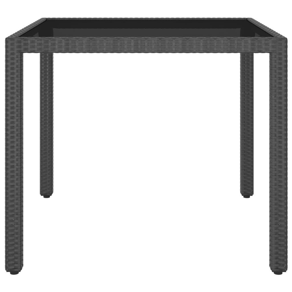 5 Piece Garden Dining Set Poly Rattan and Tempered Glass Black Price