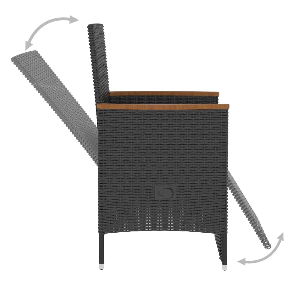 5 Piece Outdoor Dining Set with Cushions Poly Rattan Black Price