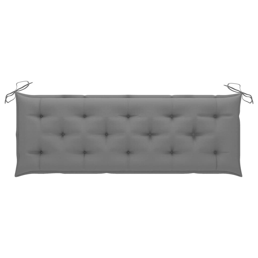 3-Seater Garden Bench with Cushion 150 cm Grey Eucalyptus Wood Price