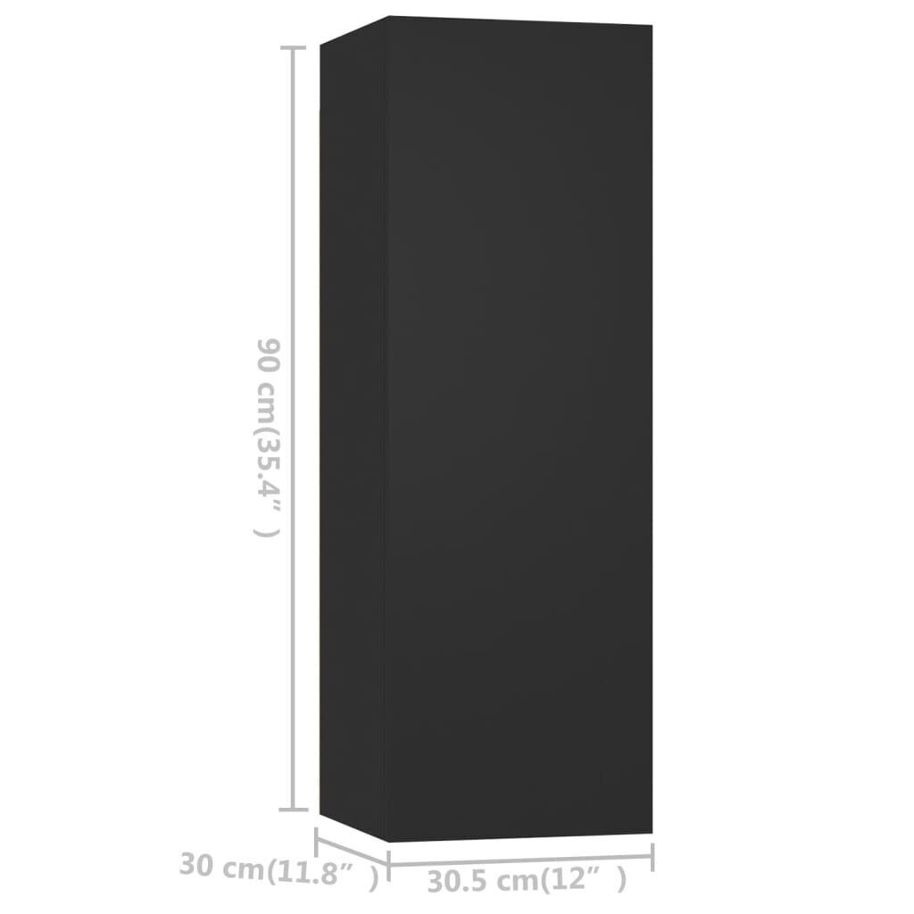 4 Piece TV Cabinet Set Black Engineered Wood Price