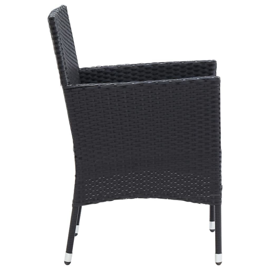 7 Piece Garden Dining Set with Cushions Poly Rattan Black Price