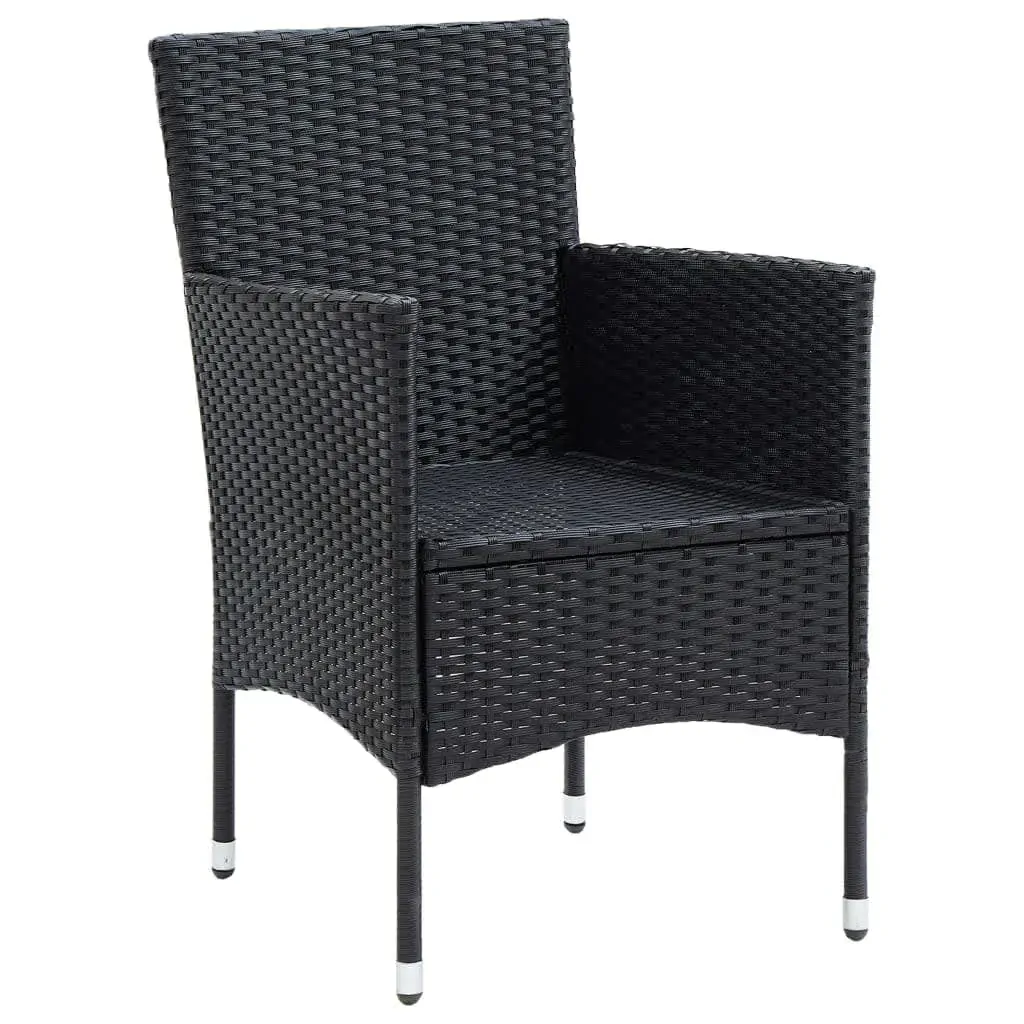 7 Piece Garden Dining Set with Cushions Poly Rattan Black Price