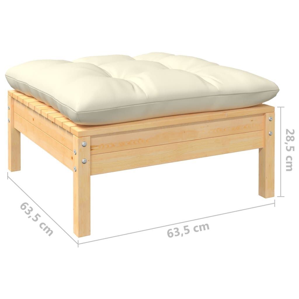 10 Piece Garden Lounge Set with Cream Cushions Solid Pinewood Price