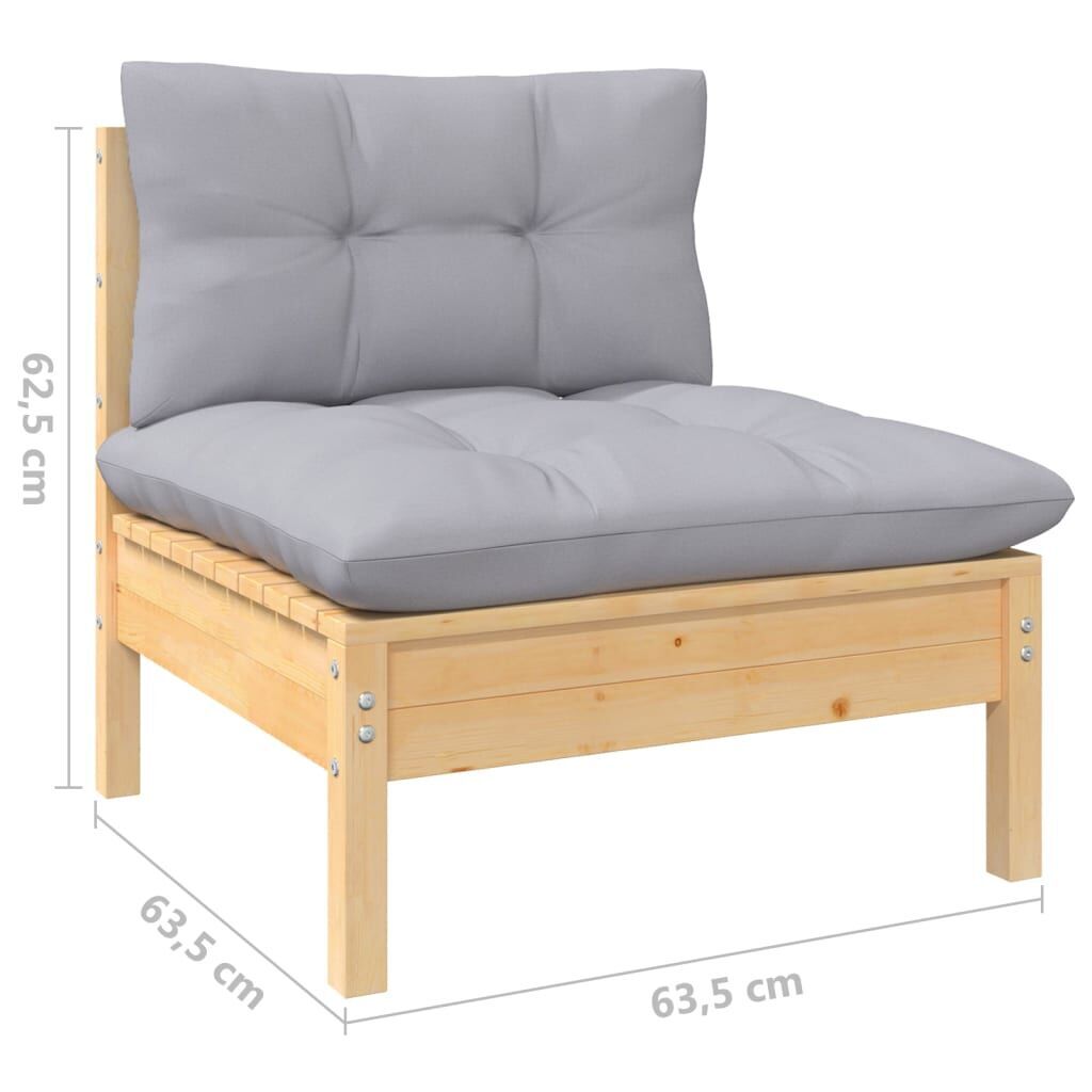 10 Piece Garden Lounge Set with Grey Cushions Solid Pinewood Price