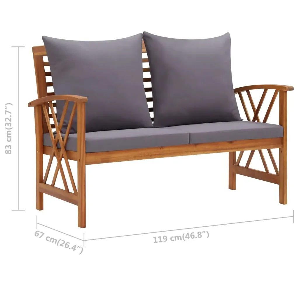 Garden Bench with Cushions 119 cm Solid Acacia Wood Price