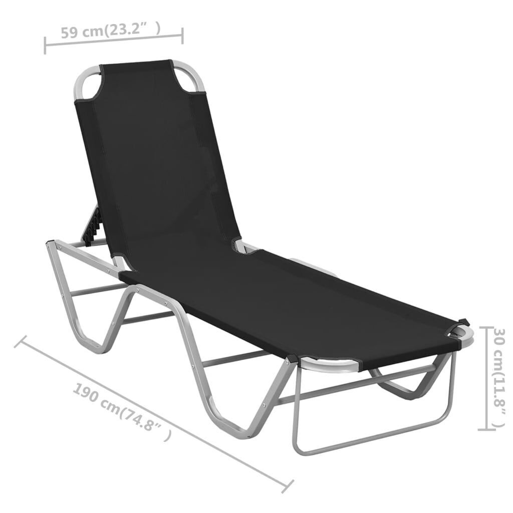 Sun Lounger Aluminium and Textilene Black Price