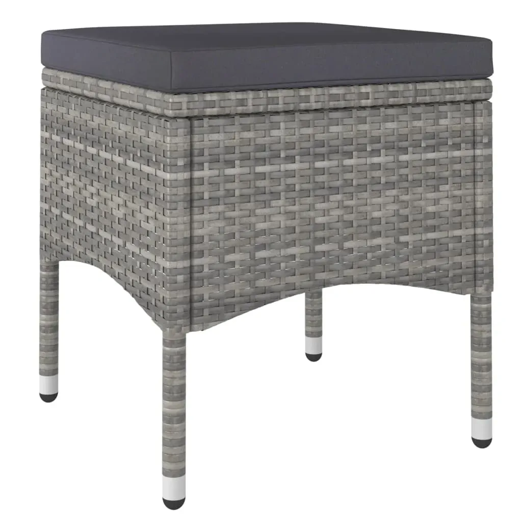 4 Piece Garden Chair and Stool Set Poly Rattan Grey Price