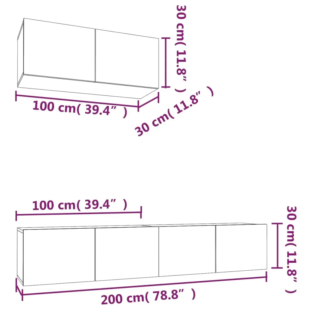 3 Piece TV Cabinet Set Black Engineered Wood Price